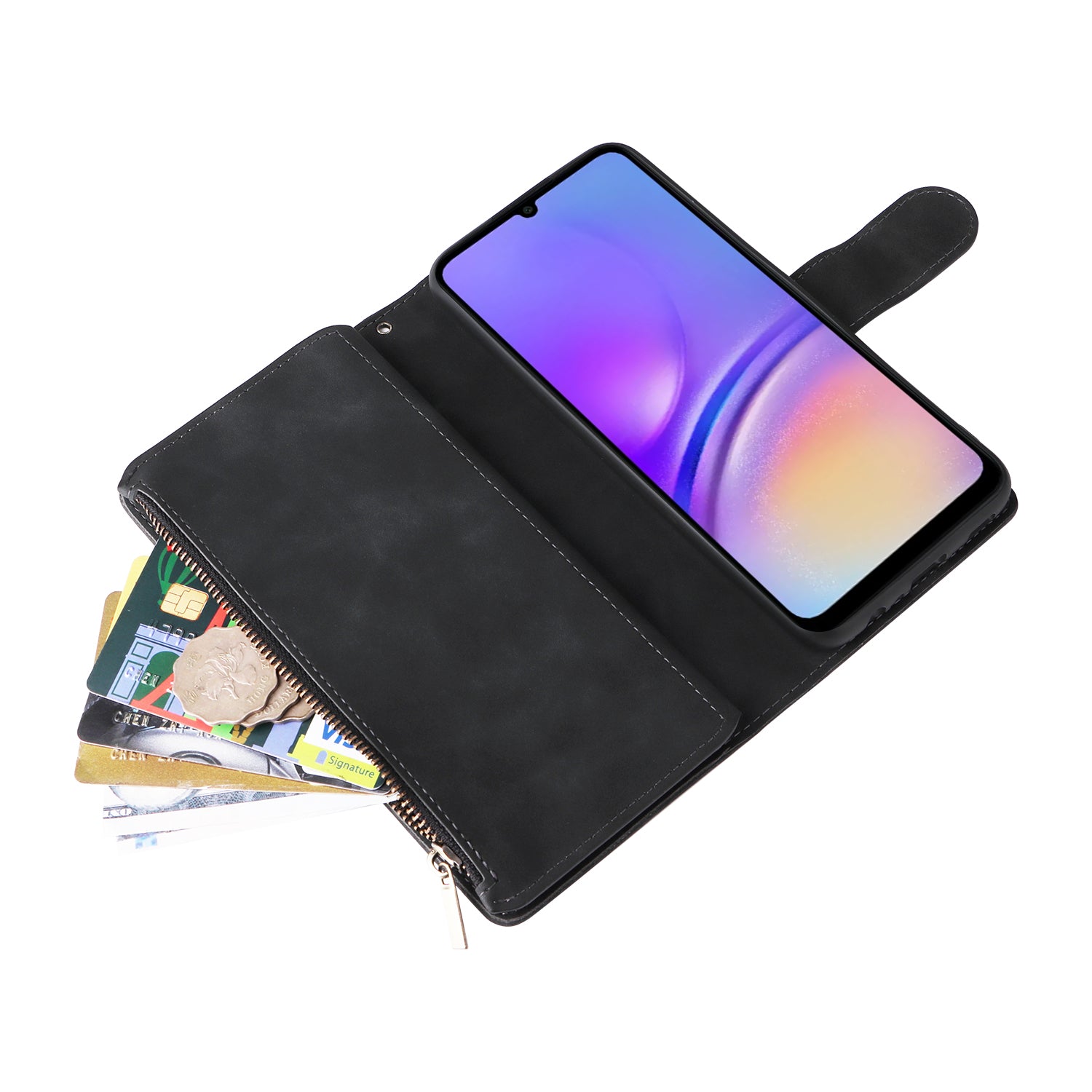 For Samsung Galaxy A05 4G Case Multiple Card Slots Anti-fall Zipper Pocket Leather Phone Cover For Samsung Galaxy A05 4G Case Multiple Card Slots Anti-fall Zipper Pocket Leather Phone Cover